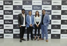 Mr Tarun Garg, Director-Sales, Marketing and Service, Hyundai Motor India Ltd and Mr Devraj Sanyal, MD & CEO of UMG, India & South Asia along with renowned artists Aastha Gill & King at launch of Hyundai Spotlight and premier of first song ‘Dhoondein Sitaare’.